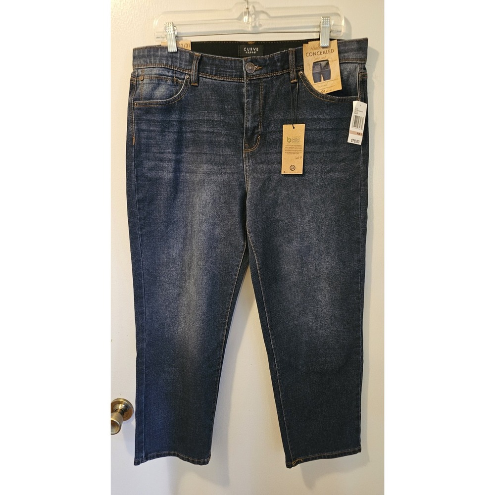Curve Appeal Comfort Waist High-Rise Stretch Straight Jeans Blue Size 12/31 NWT